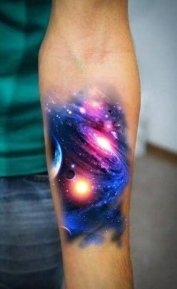 Watercolor galaxy tattoo