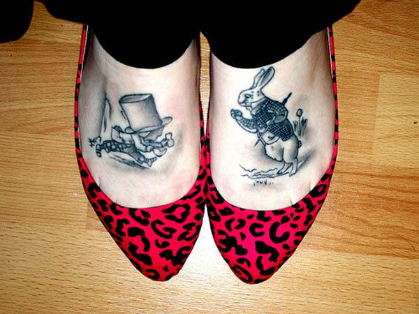 White rabbit foot tattoo