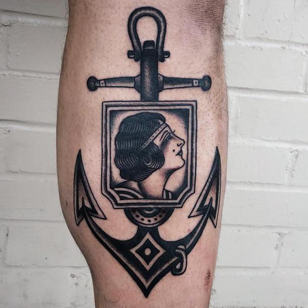 Woman face and anchor
