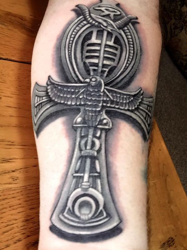 3D Ankh cross tattoo