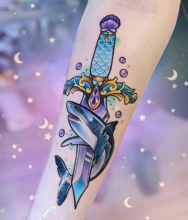 A dagger through a shark