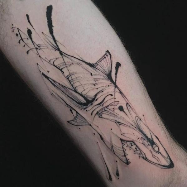 Abstract shark tattoo