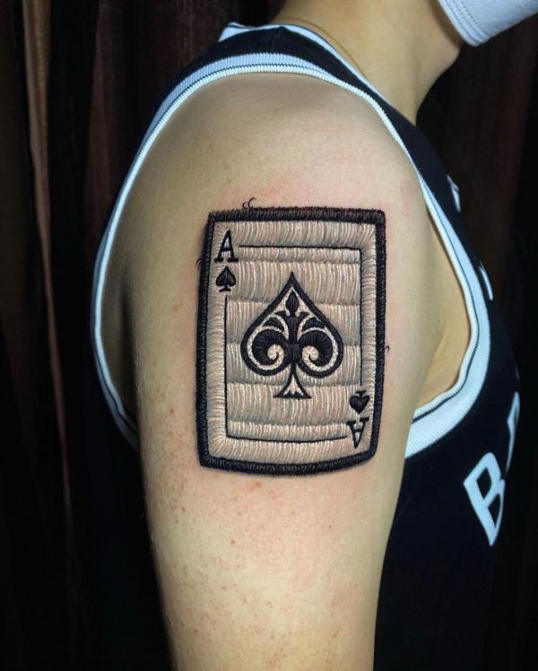 Ace of spades patch tattoo