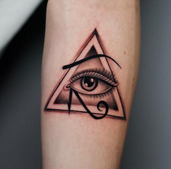 All seeing eye of horus tattoo forearm