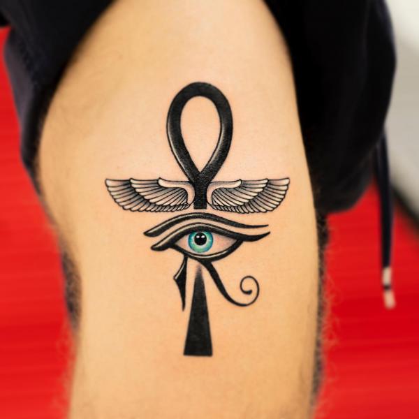 Ankh cross with wing and eye of Ra