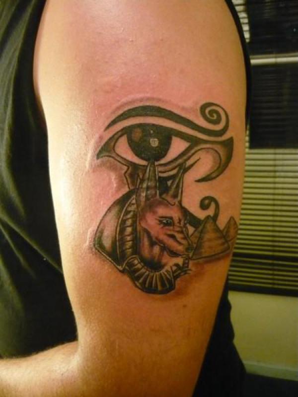 Anubis and horus eye tattoo