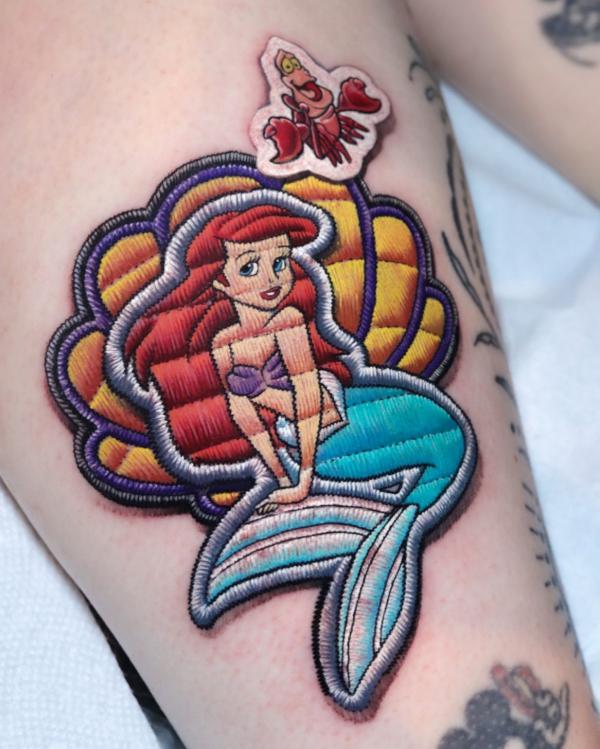 Ariel The Little Mermaid patch tattoo