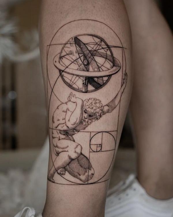 Atlas and Armillary Sphere tattoo