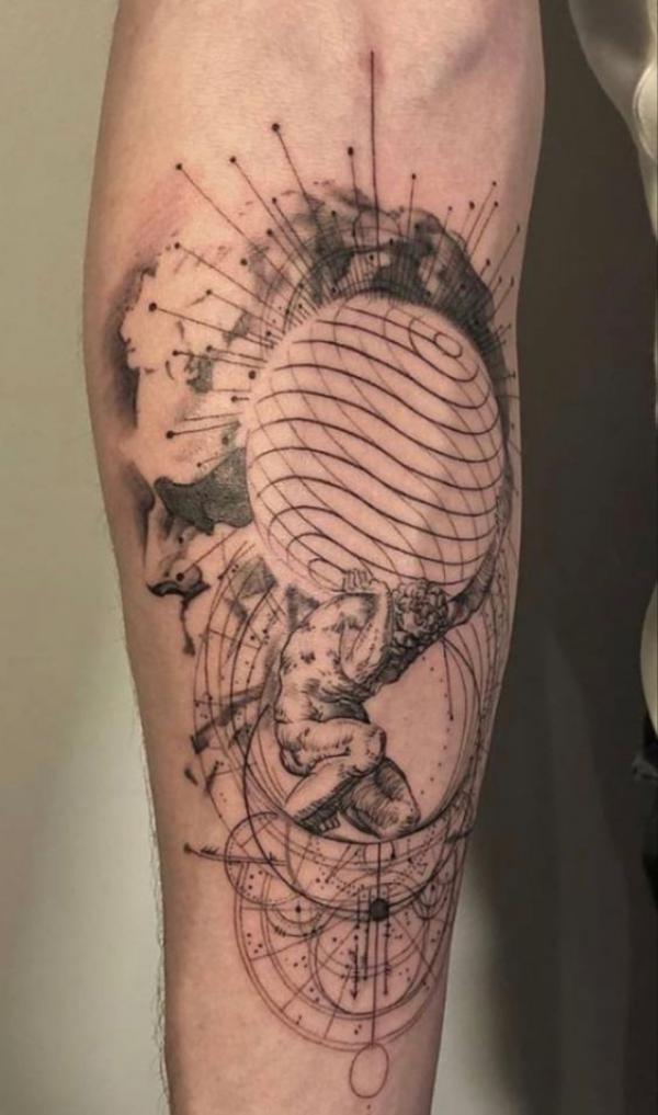 Atlas carrying the Celestial Sphere with rays