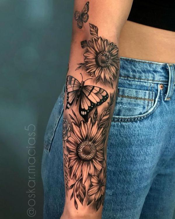 45 Sunflower and Butterfly Tattoo Designs: Ideas for Your Next Ink ...