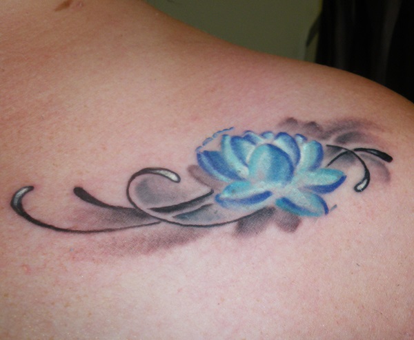 Blue lotus clavicle tattoo