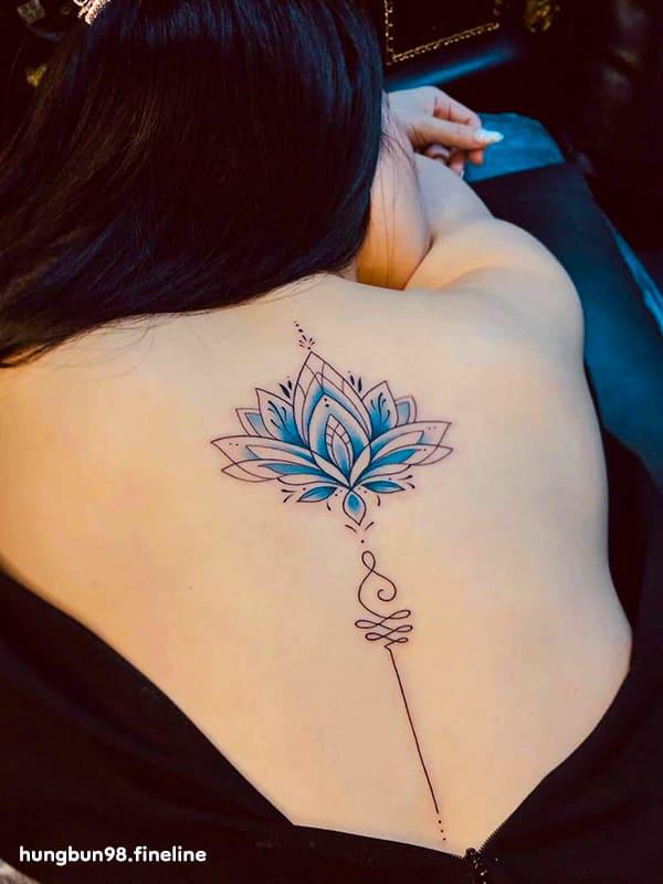 Blue lotus with the Unalome Symbol