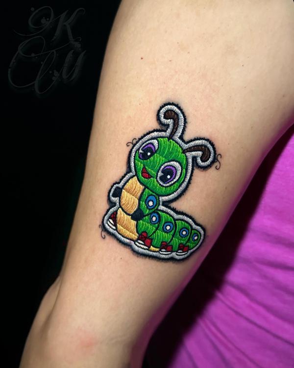 Caterpillar patch tattoo