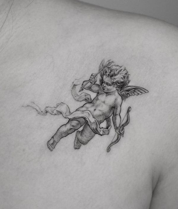 Cherub holding bow and arrow