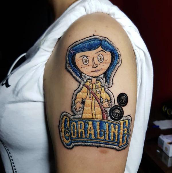 Coraline patch tattoo