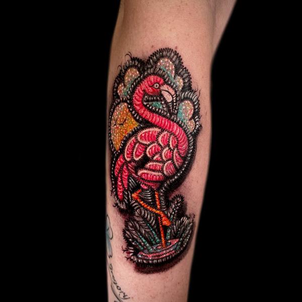 Crane patch tattoo