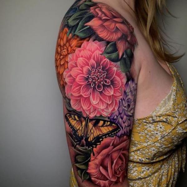 70 Colorful Dahlia Tattoo Designs with Meanings Art and Design