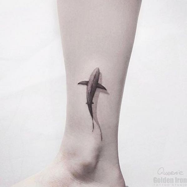 Dainty shark tattoo