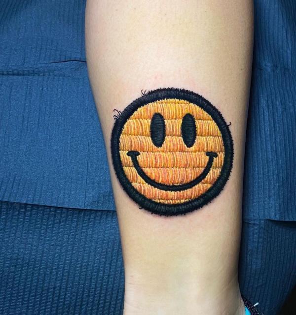 Emoji smile face patch tattoo