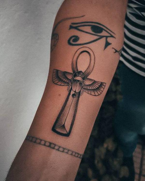 Eye of Ra and Ankh with scarab