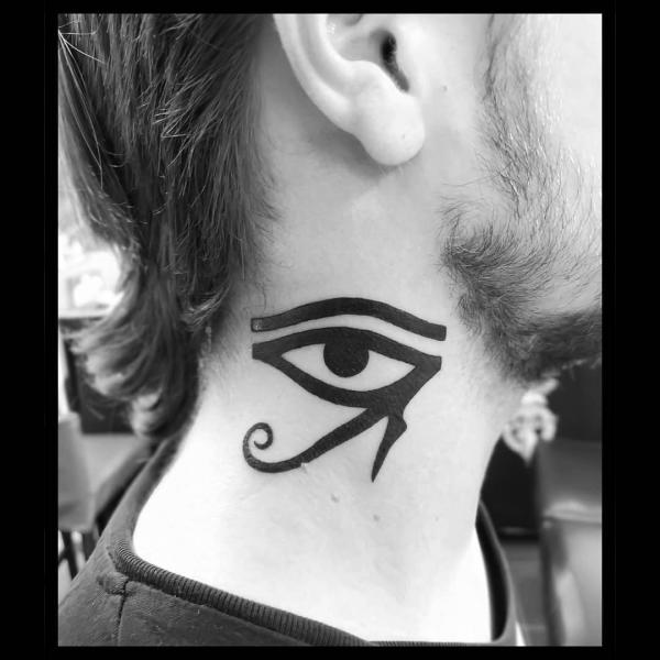 Eye of Ra neck tattoo