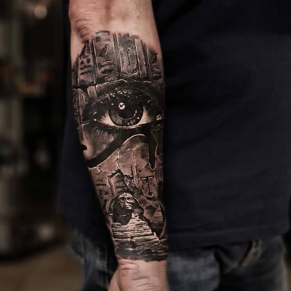 Eye of Rat and Sphinx tattoo