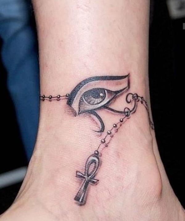 Eye of horus and Ankh rosary tattoo