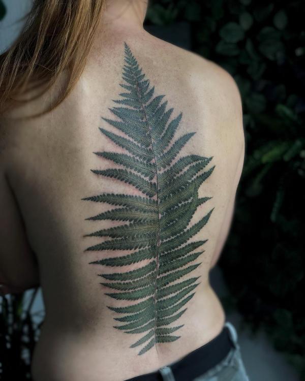 Fern back tattoo