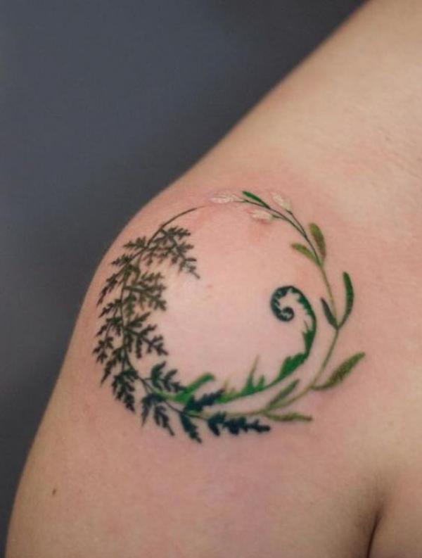 Fern shoulder tattoo