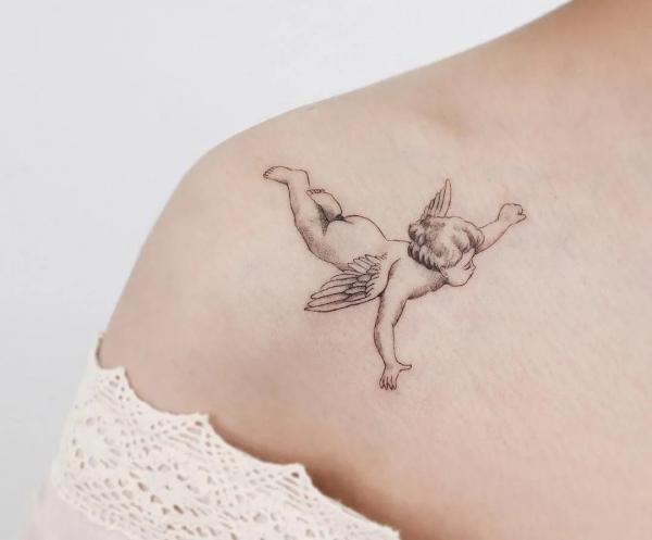 Flying Cherub tattoo