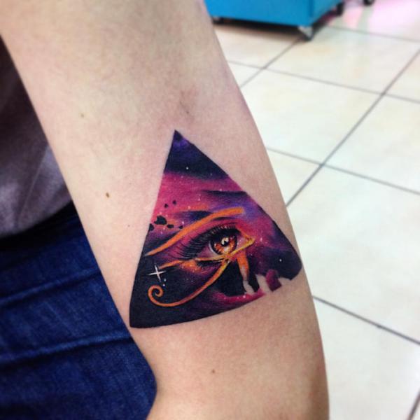 Galaxy eye of Ra triangle tattoo
