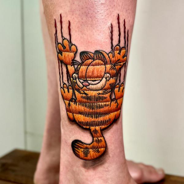 Garfield cat patch tattoo