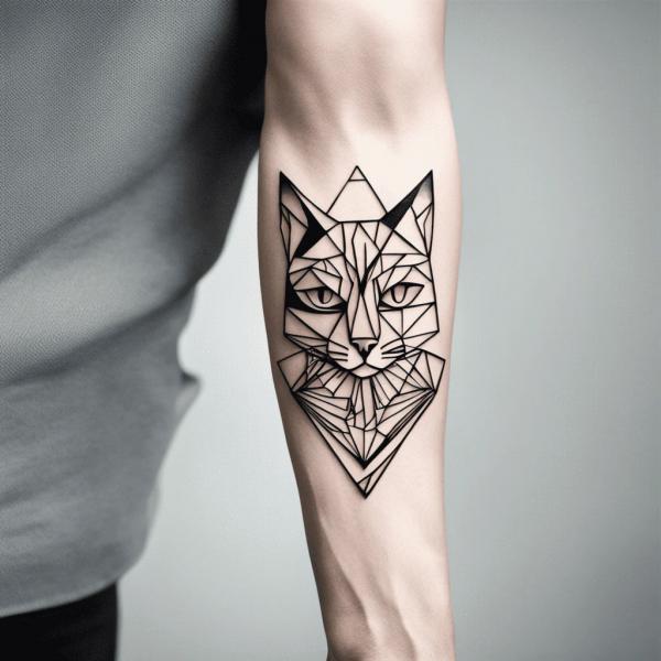 Geometric black cat tattoo