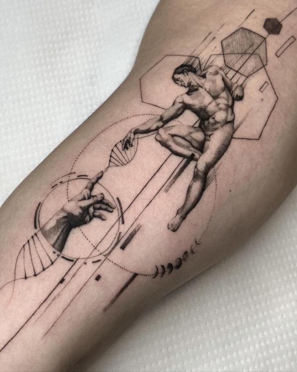 Geometric creation of Adam tattoo