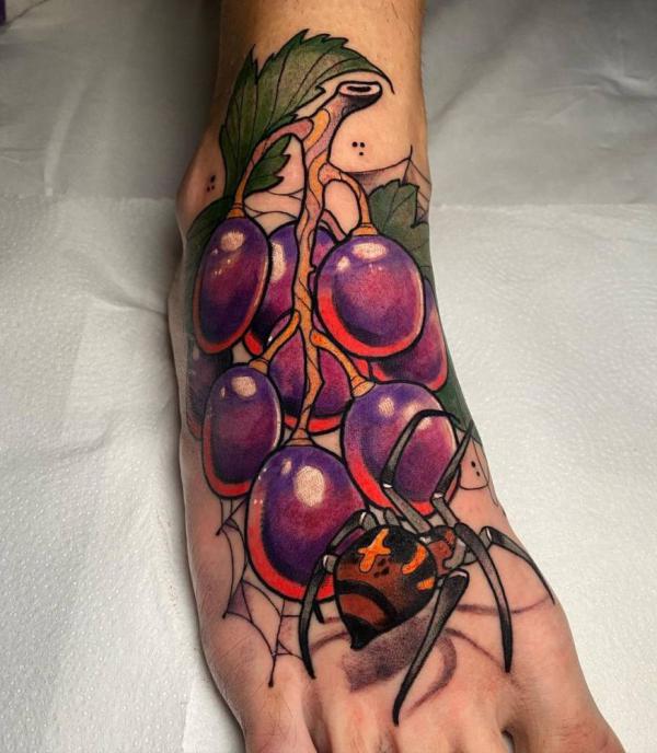 Grape foot tattoo