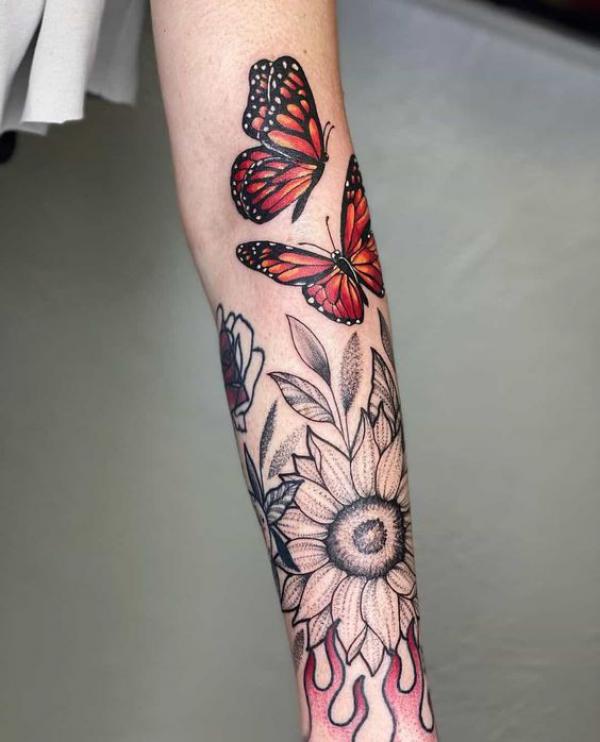 45 Sunflower and Butterfly Tattoo Designs: Ideas for Your Next Ink ...