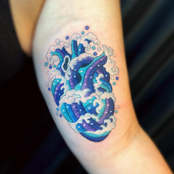 Human heart patch tattoo