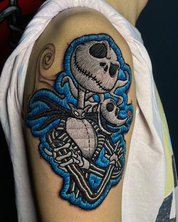 Jack Skellington and Zero patch tattoo