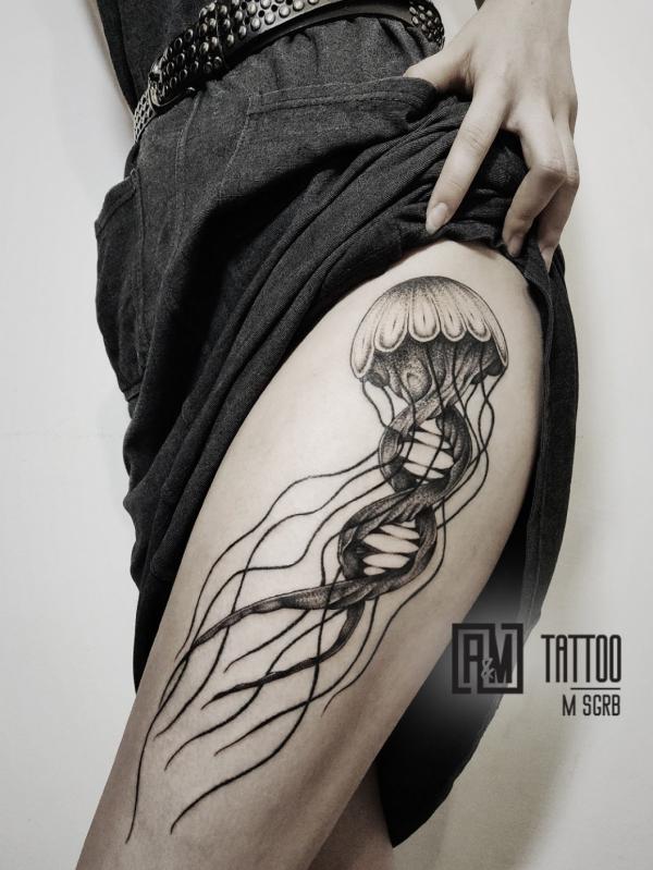 Jellyfish DNA Strand tattoo