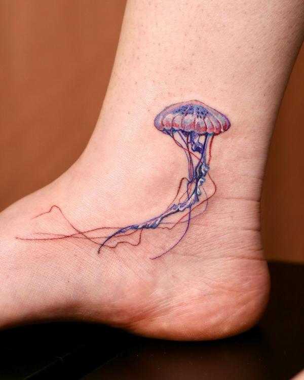 Jellyfish ankle tattoo