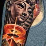 King Tut and Pyramid with UFO and eye of Ra tattoo