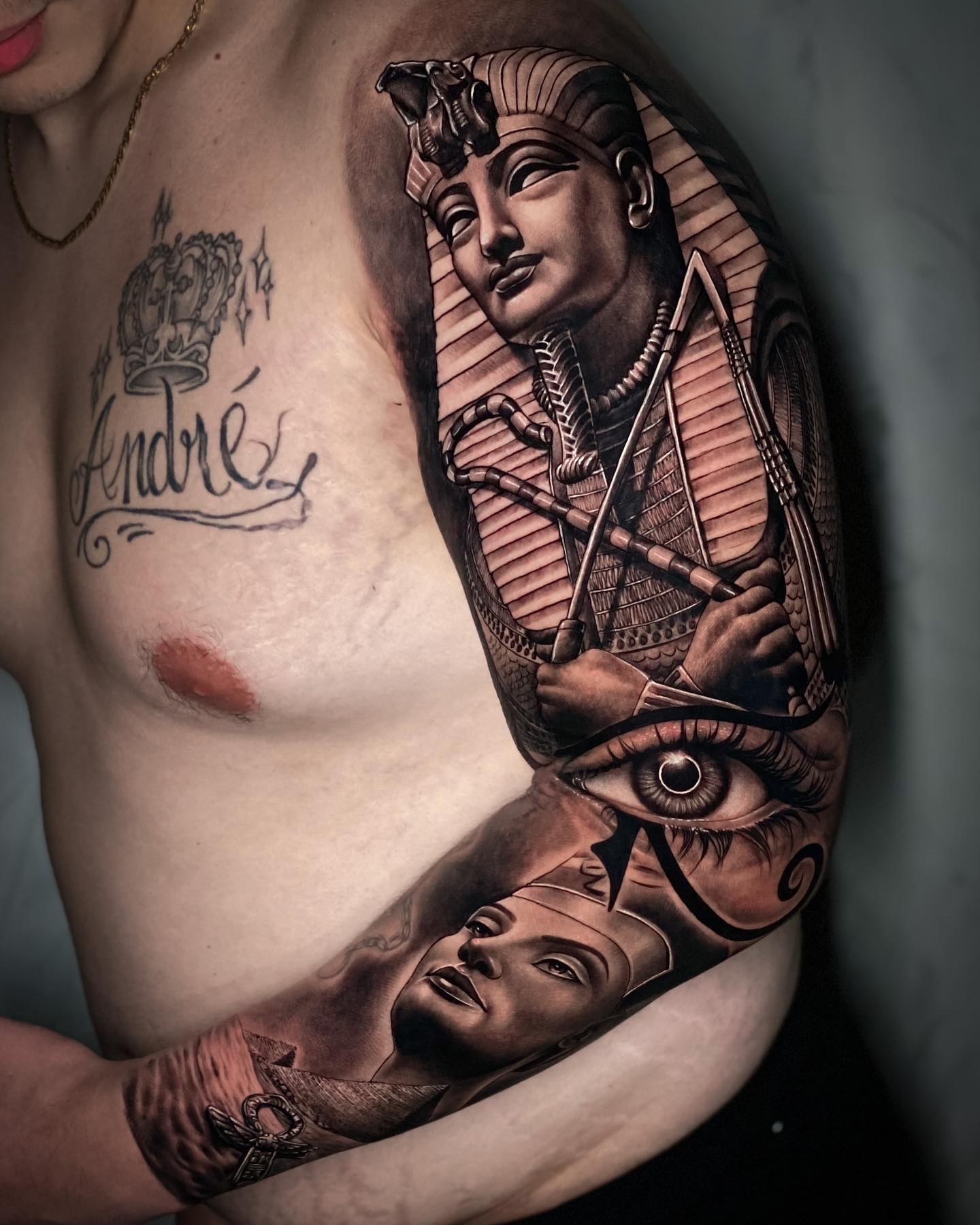 King Tut and Queen with eye of Horus tattoo