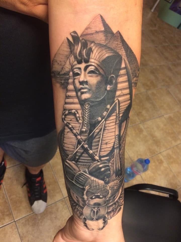 King Tut and Scarab Beetle tattoo