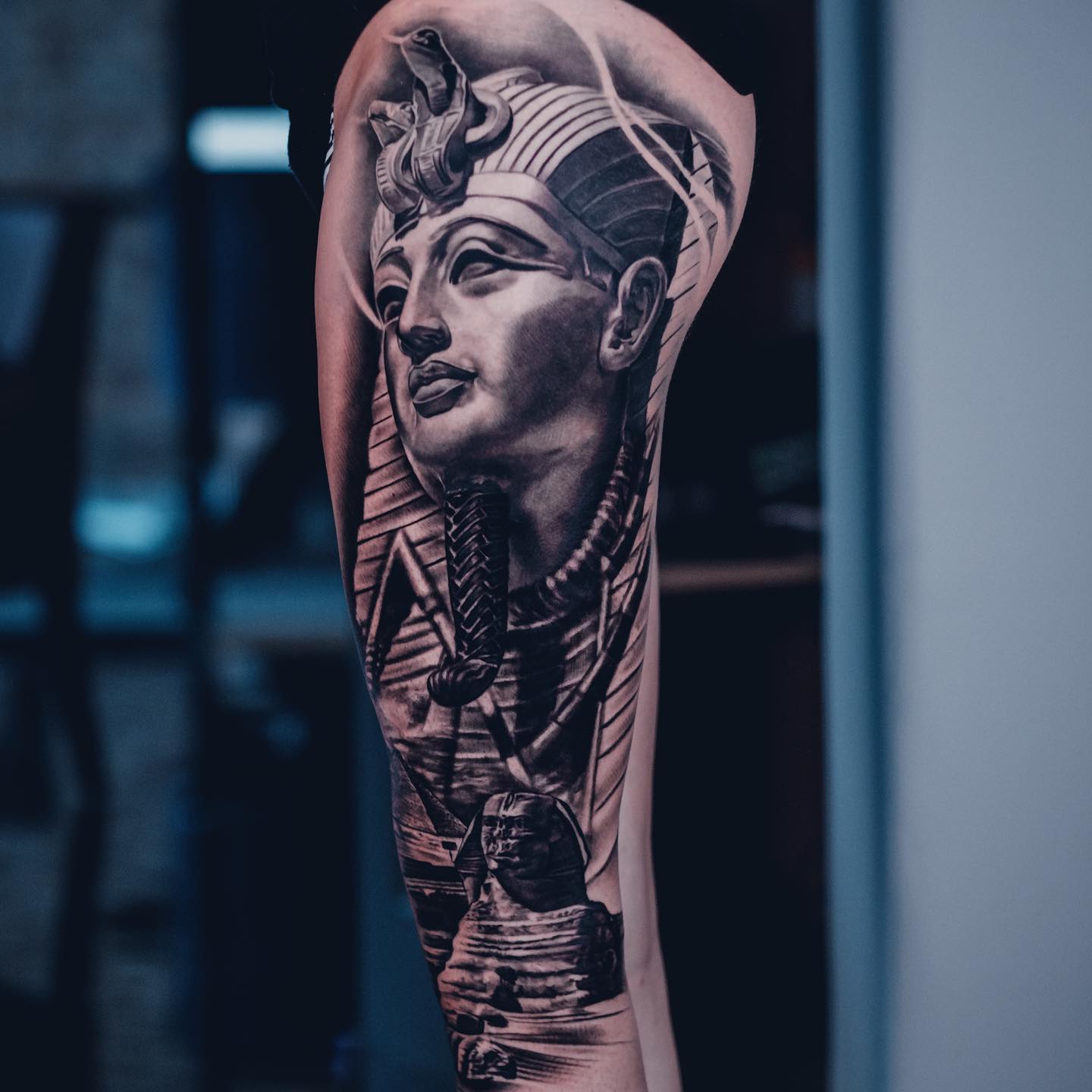 King Tut and Sphinx tattoo