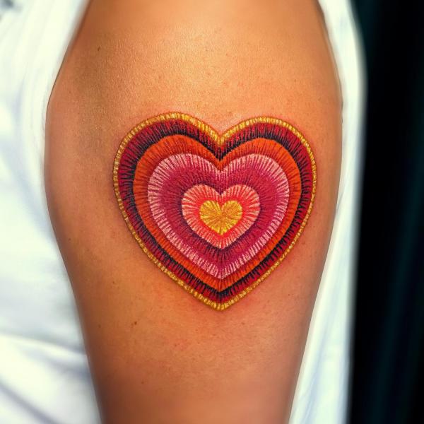 Layers of the heart patch tattoo