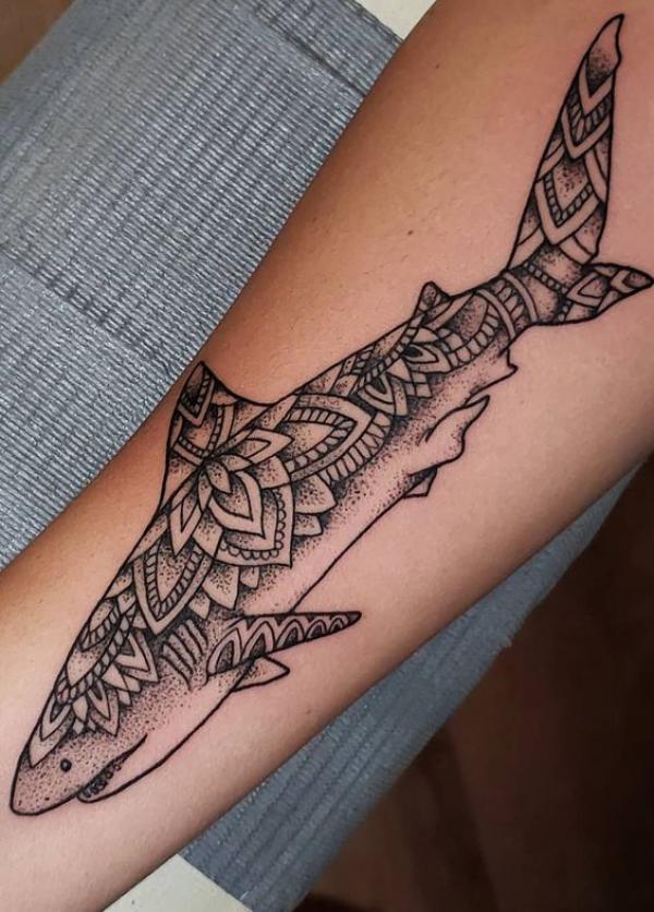 Mandala shark tattoo