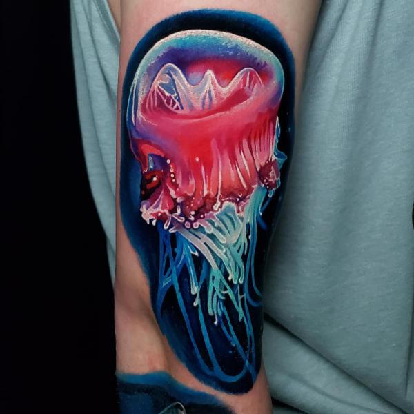 Melted jellyfish tattoo