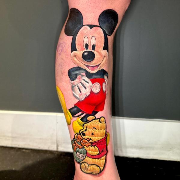 Mickey and Winnie the Pooh tattoo