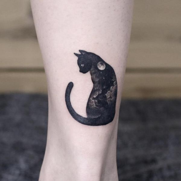 Moon night black cat