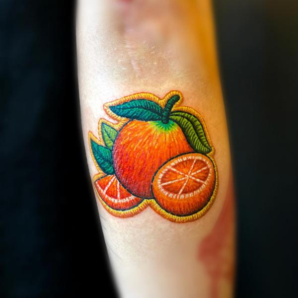 Orange patch tattoo